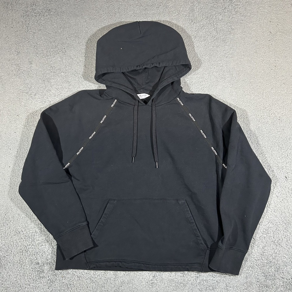 Peloton Hoodie Womens Large Black Active Sweatshirt Pullover Workout Cycle #3871
